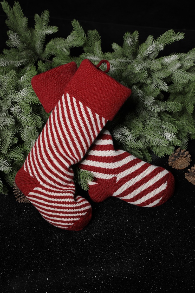 Striped Christmas Stockings Holiday Decorative Hanging Diagonal Stockings
